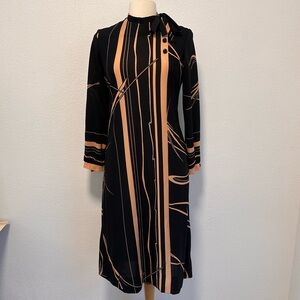 Vintage 1970’s Mod High Collar Maxi HENRY LEE Dress - Small / Medium